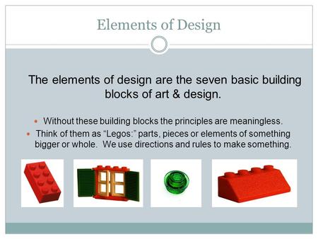 Without these building blocks the principles are meaningless.