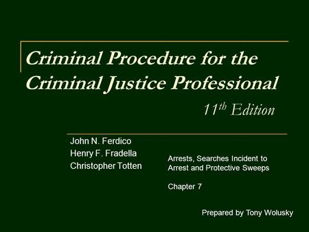 Criminal Procedure for the Criminal Justice Professional 11th Edition