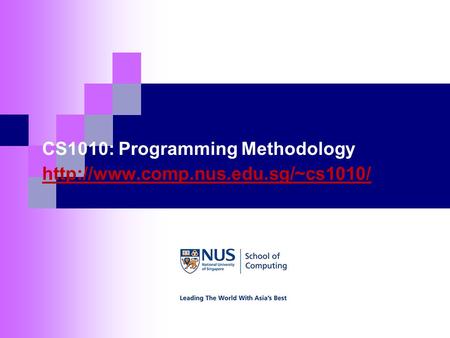 CS1010: Programming Methodology