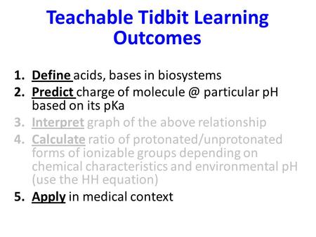 Teachable Tidbit Learning Outcomes