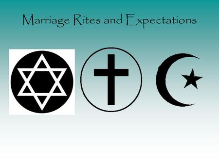 Marriage Rites and Expectations. What is Marriage? Various Definitions - a social institution under which a man and woman establish their decision to.