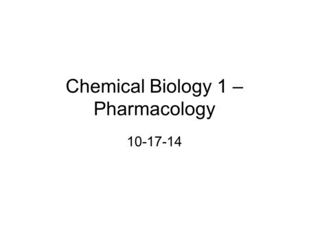 Chemical Biology 1 – Pharmacology 10-17-14. Methods for studying protein function – Loss of Function 1. Gene knockouts 2. Conditional knockouts 3. RNAi.