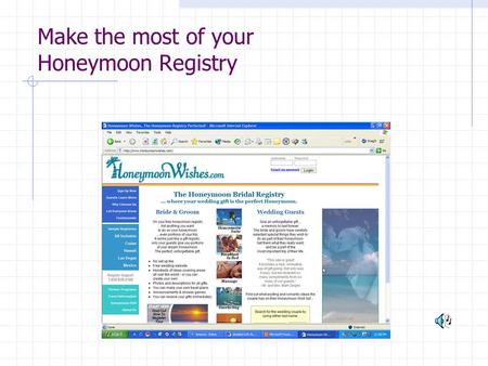 Make the most of your Honeymoon Registry. The Wedding Industry The Wedding industry is a $50 Billion Dollar a year industry. Every year an average of.