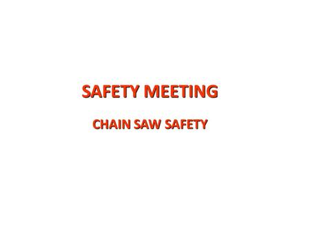 SAFETY MEETING CHAIN SAW SAFETY.