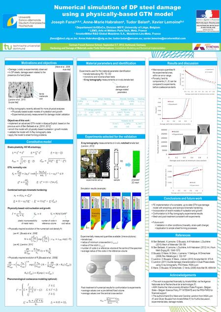 German-French Summer School, September 3-7, 2012, Dortmund, Germany Hardening and Damage of Materials under Finite Deformations: Constitutive Modeling.