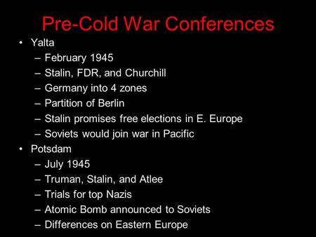 Pre-Cold War Conferences