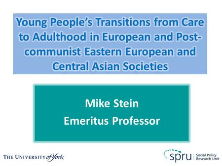 Mike Stein Emeritus Professor. Aim of the presentation To explore comparative policy, practice and conceptual issues arising from four research samples.