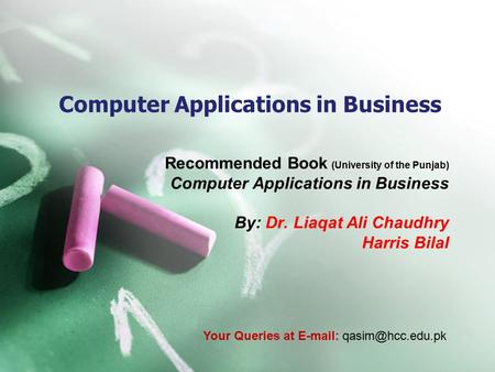 Computer Applications in Business