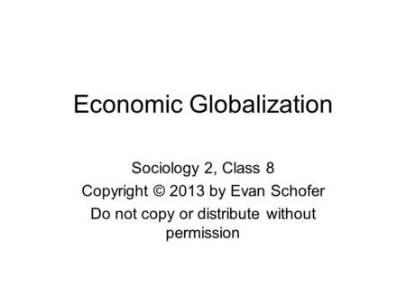 Economic Globalization