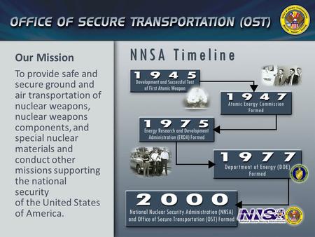 Our Mission To provide safe and secure ground and air transportation of nuclear weapons, nuclear weapons components, and special nuclear materials and.