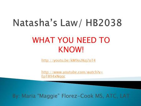 By: Maria “Maggie” Florez-Cook MS, ATC, LAT WHAT YOU NEED TO KNOW!  EpT894xNqqc