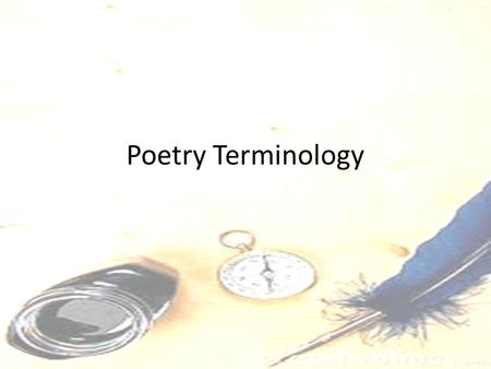 Poetry Terminology.