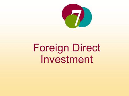 Foreign Direct Investment