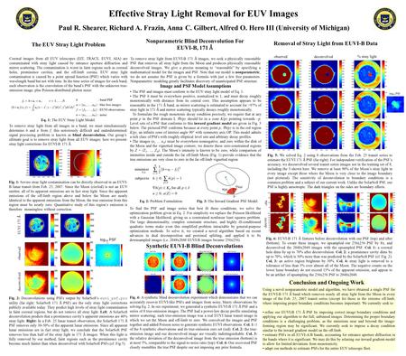 Paul R. Shearer, Richard A. Frazin, Anna C. Gilbert, Alfred O. Hero III (University of Michigan) Effective Stray Light Removal for EUV Images Coronal images.