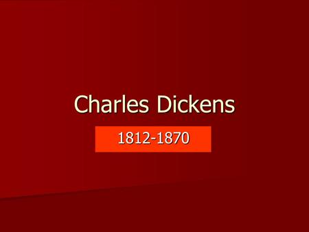 Charles Dickens 1812-1870.