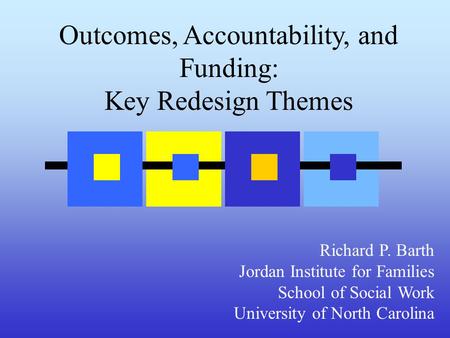 Outcomes, Accountability, and Funding: Key Redesign Themes Richard P. Barth Jordan Institute for Families School of Social Work University of North Carolina.