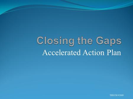 Accelerated Action Plan THECB 9/2009. What was the process? Staff from across the agency: Studied activities and literature on successful practices Reviewed.