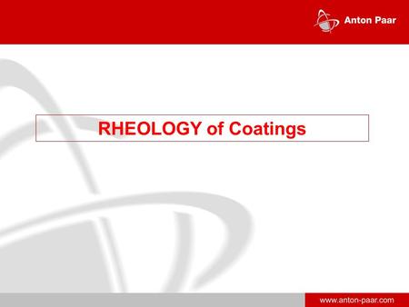 RHEOLOGY of Coatings.