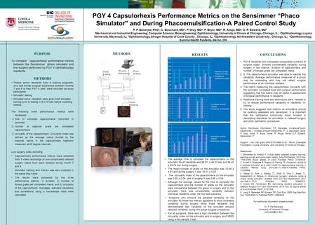 PGY 4 Capsulorhexis Performance Metrics on the Sensimmer “Phaco Simulator and During Phacoemulsification-A Paired Control Study PURPOSE To compare capsulorhexis.