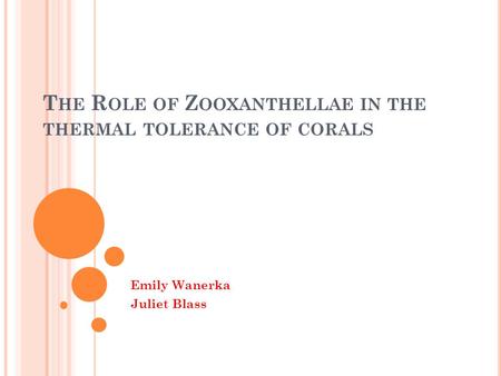 The Role of Zooxanthellae in the thermal tolerance of corals