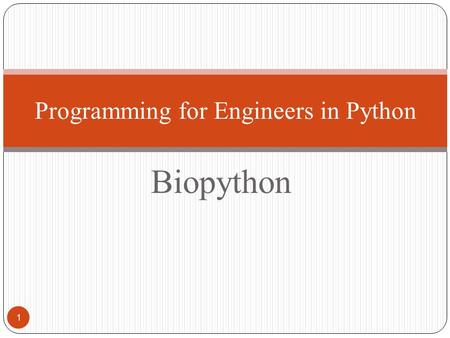 Programming for Engineers in Python