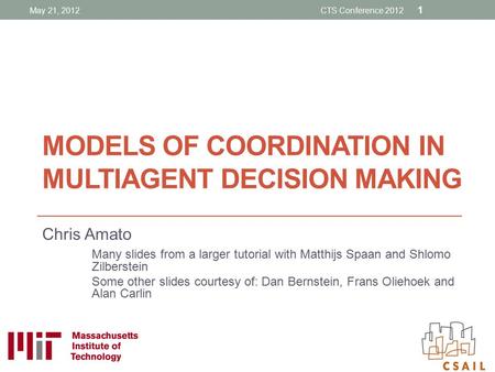 Models of Coordination in Multiagent Decision Making