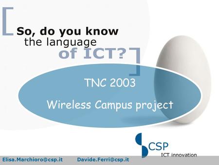 TNC 2003 Wireless Campus project