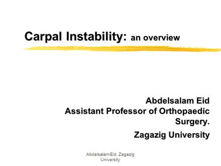 Carpal Instability: an overview