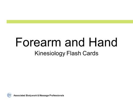 Associated Bodywork & Massage Professionals Forearm and Hand Kinesiology Flash Cards.