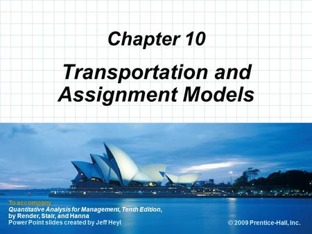 Transportation and Assignment Models