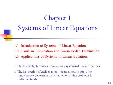 Chapter 1 Systems of Linear Equations