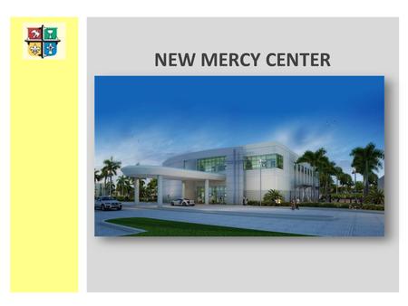 NEW MERCY CENTER. Dramatic 35 foot tall Bright Silver Building entrance cross. Recognition by custom engraved plaque. This Cross will be up lit at night.