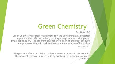 Green Chemistry Section 18.5