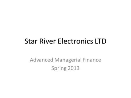 Star River Electronics LTD