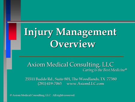 Injury Management Overview