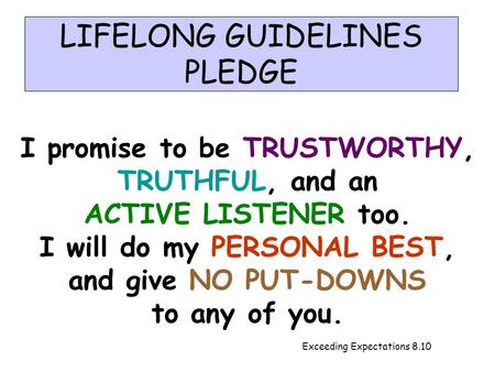 LIFELONG GUIDELINES PLEDGE