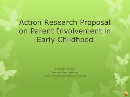 Action Research Proposal on Parent Involvement in Early Childhood