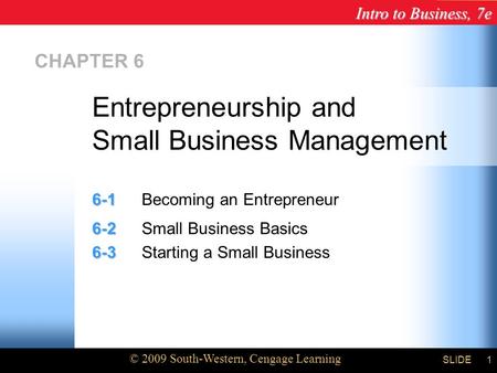 Entrepreneurship and Small Business Management