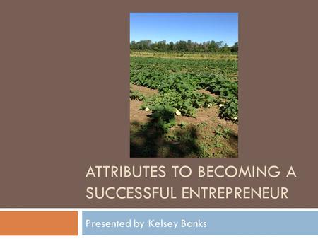 ATTRIBUTES TO BECOMING A SUCCESSFUL ENTREPRENEUR Presented by Kelsey Banks.