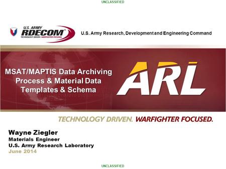 MSAT/MAPTIS Data Archiving Process & Material Data Templates & Schema