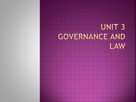 Unit 3 Governance and Law