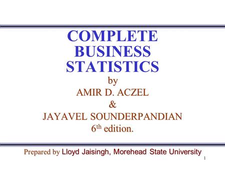 COMPLETE BUSINESS STATISTICS