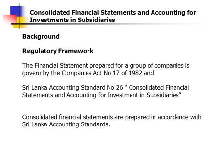 Background Regulatory Framework