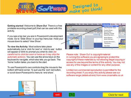 Getting started: Welcome to Share Out. There is a free printable recording sheet (pdf) that can be used with this activity. If you see a top bar you are.