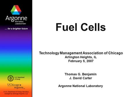 Fuel Cells Technology Management Association of Chicago