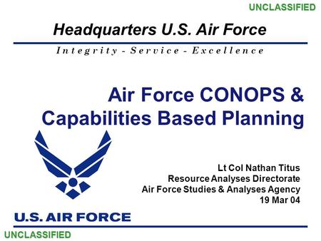 Capabilities Based Planning