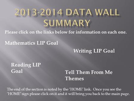 Mathematics LIP Goal Writing LIP Goal Reading LIP Goal Tell Them From Me Themes Please click on the links below for information on each one. The end of.