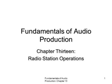 Fundamentals of Audio Production