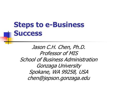 Steps to e-Business Success