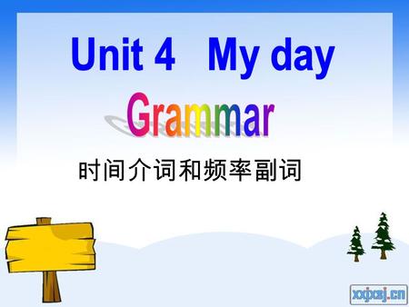 时间介词和频率副词. Millie’s school starts _____ eight _______ the morning from Monday to Friday. Her lessons begin _____ 8:15. Sometimes her friends and she go.